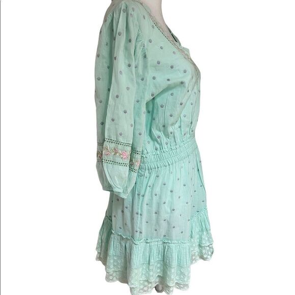 LOVESHACKFANCY ADLEY RUFFLED LACE MINI DRESS in Seafoam Green XL - Picture 5 of 11